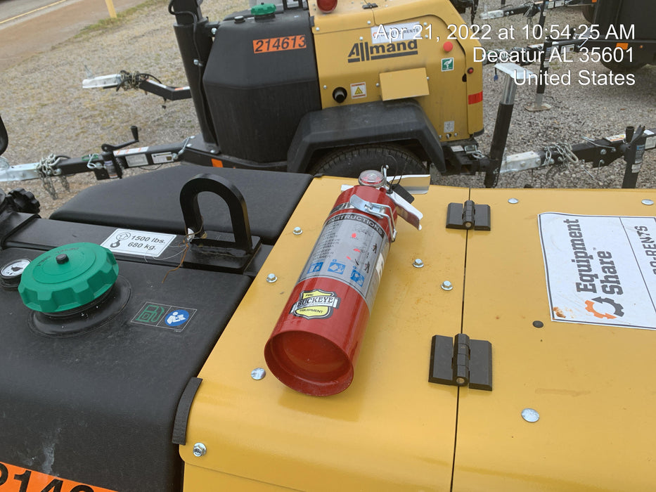 2022 Allmand NLV3GR (4) LED Light Fixture 350W, 23' Vertical Mast, 3kW Prime, Towable, Deep Sea L401, Leveling Jacks, Yanmar T4F 5.8hp