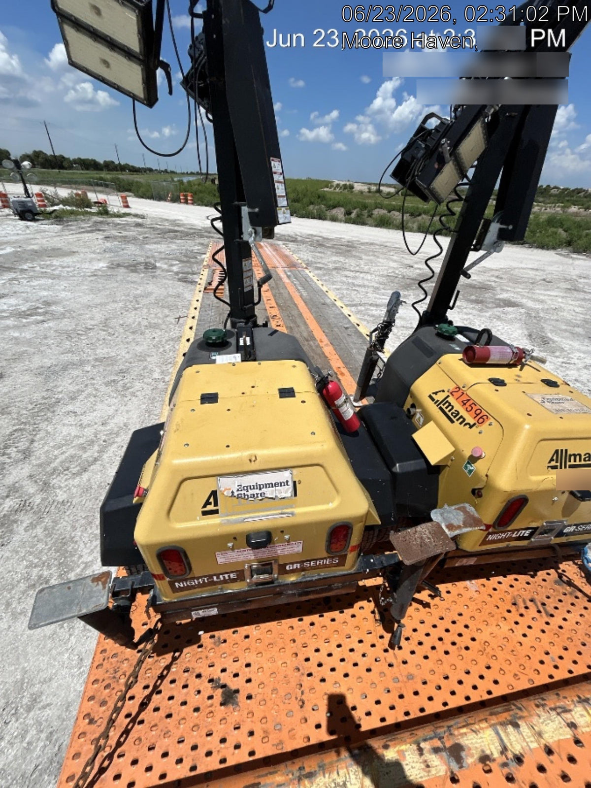 2022 Allmand NLV3GR (4) LED Light Fixture 350W, 23' Vertical Mast, 3kW Prime, Towable, Deep Sea L401, Leveling Jacks, Yanmar T4F 5.8hp