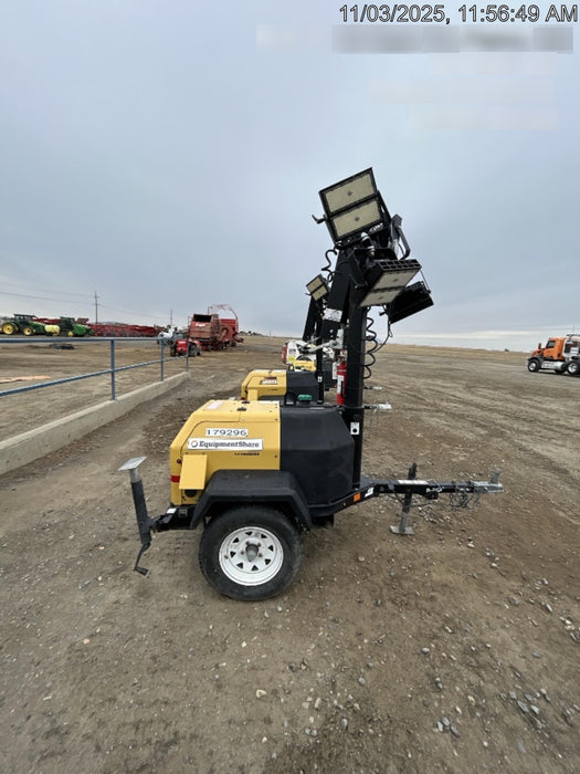 Allmand NLV3GR (4) LED Light Fixture 350W, 23' Vertical Mast, 3kW Prime, Towable, Deep Sea L401, Leveling Jacks, Yanmar T4F 5.8hp