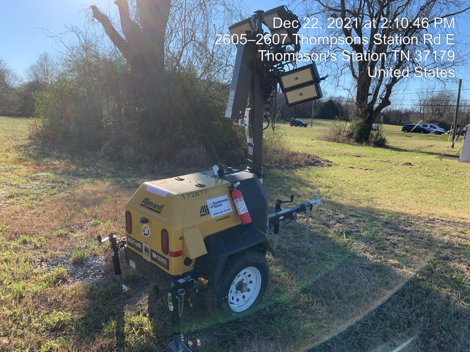 2021 Allmand NLV3GR (4) LED Light Fixture 350W, 23' Vertical Mast, 3kW Prime, Towable, Deep Sea L401, Leveling Jacks, Yanmar T4F 5.8hp