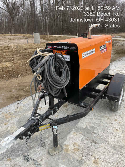 2021 Lincoln Electric Vantage 322 Vantage 322 Ready Pak 3 w/ Decals, ORANGE (includes trailer, cable rack, fender light kit) NO Telematics