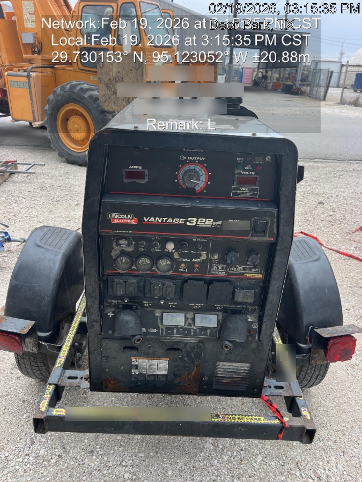 2019 Lincoln Electric Vantage 322 Ready-Pak 3, Two Wheel Trailer, Fender and Light Kit, Cable Rack