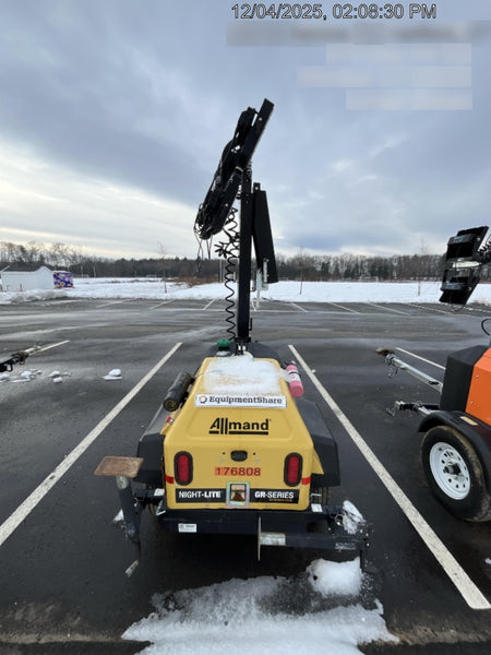Allmand NLV3GR (4) LED Light Fixture 350W, 23' Vertical Mast, 3kW Prime, Towable, Deep Sea L401, Leveling Jacks, Yanmar T4F 5.8hp