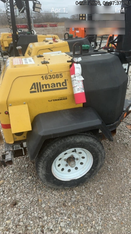 2021 Allmand NLV3GR (4) LED Light Fixture 350W, 23' Vertical Mast, 3kW Prime, Towable, Deep Sea L401, Leveling Jacks, Yanmar T4F 5.8hp