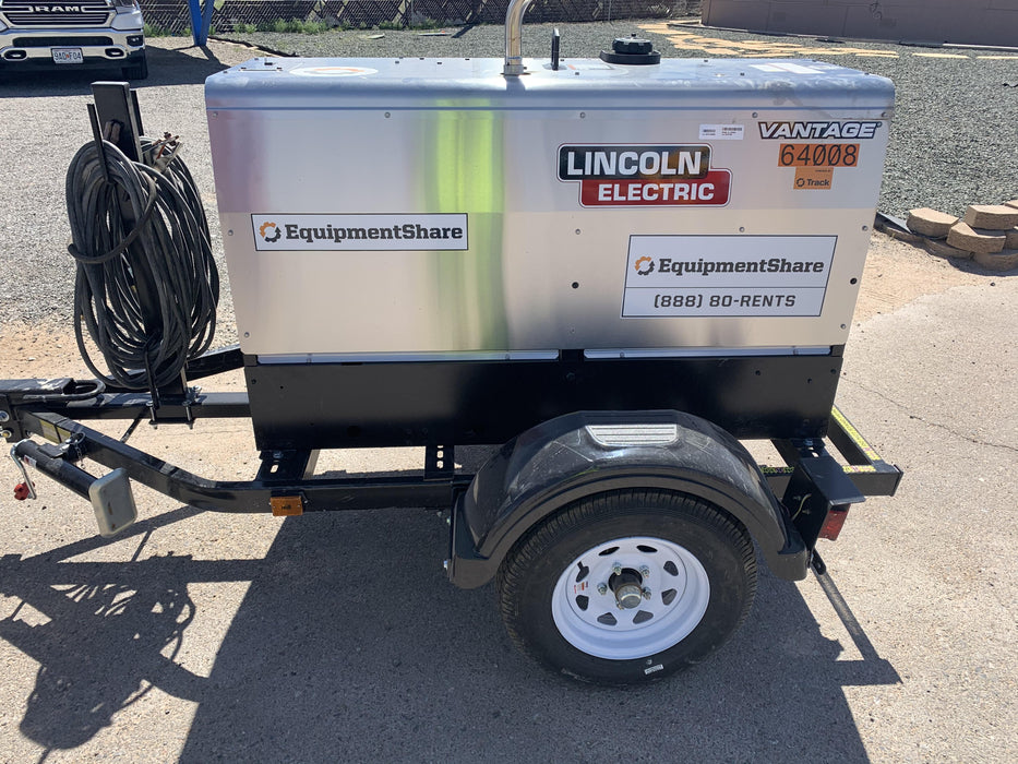 2019 Lincoln Electric Vantage 322 Welder Ready-Pak 3, Two wheel trailer, Fender and Light kit, Cable Rack