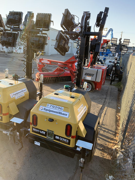 Allmand NLV3GR (4) LED Light Fixture 350W, 23' Vertical Mast, 3kW Prime, Towable, Deep Sea L401, Leveling Jacks, Yanmar T4F 5.8hp