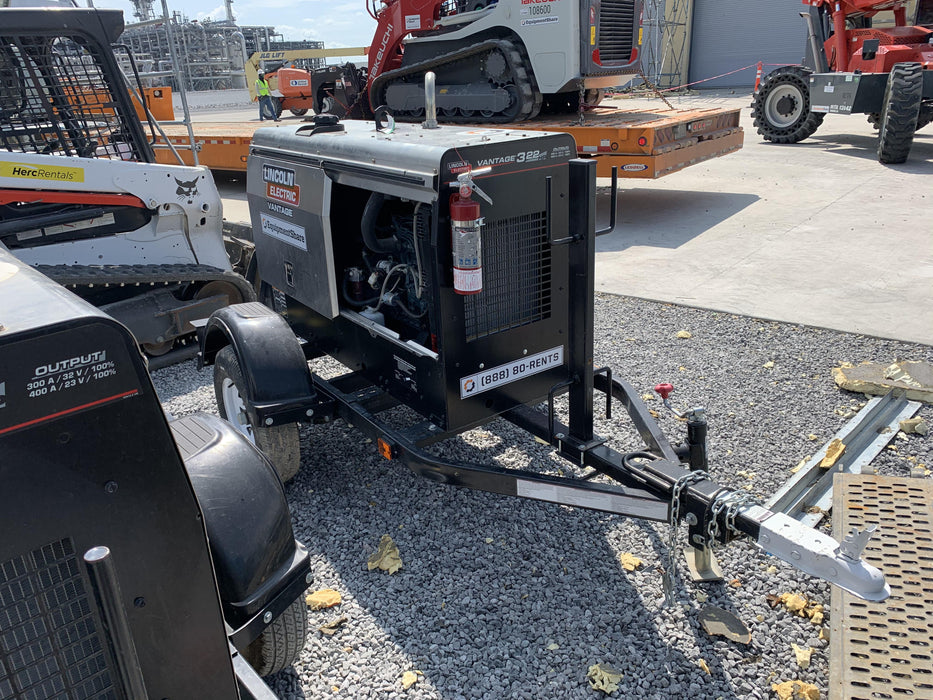 2019 Lincoln Electric Vantage 322 Ready-Pak 3, Two Wheel Trailer, Fender and Light Kit, Cable Rack