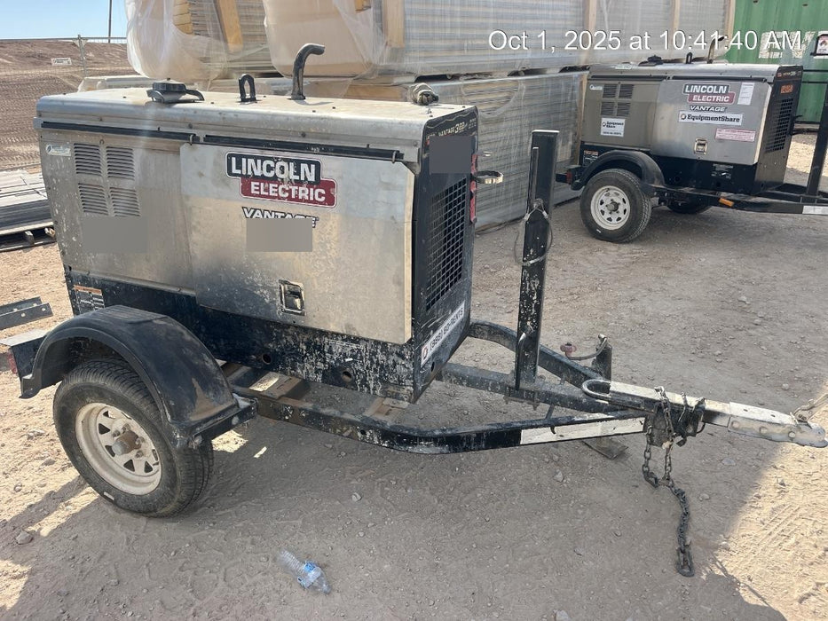 2019 Lincoln Electric Vantage 322 Welder Ready-Pak 3, Two wheel trailer, Fender and Light kit, Cable Rack