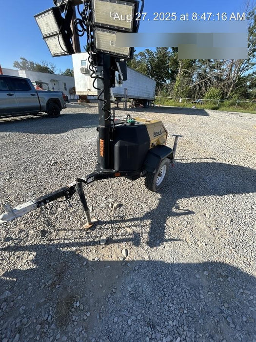 Allmand NLV3GR (4) LED Light Fixture 350W, 23' Vertical Mast, 3kW Prime, Towable, Deep Sea L401, Leveling Jacks, Yanmar T4F 5.8hp