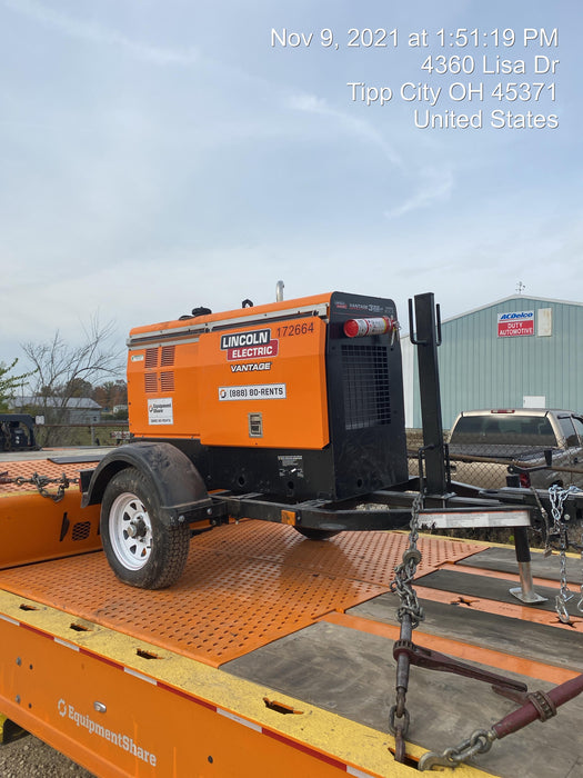 2021 Lincoln Electric Vantage 322 Vantage 322 Ready Pak 3 w/ Decals, ORANGE (includes trailer, cable rack, fender light kit) NO Telematics