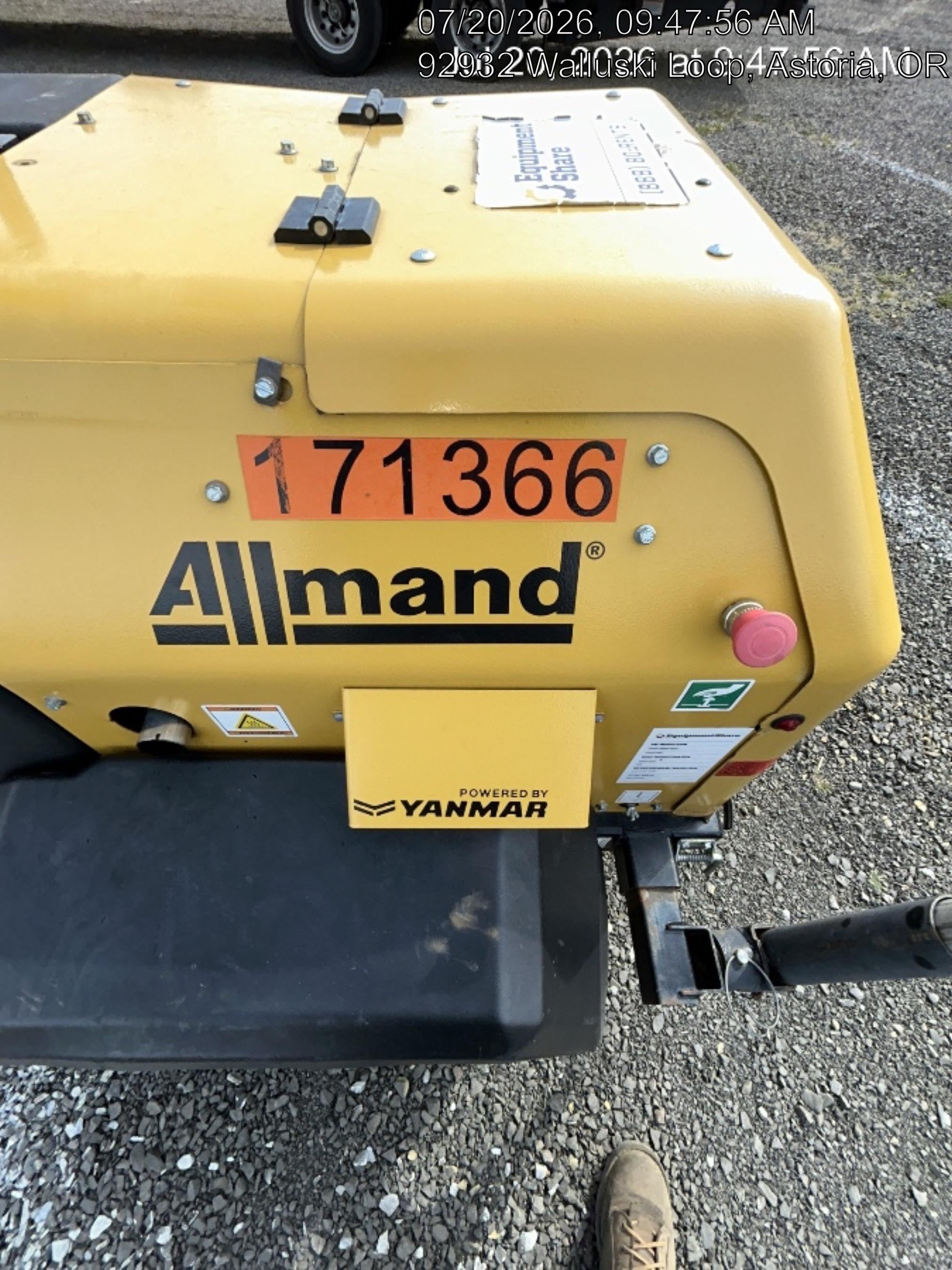 2021 Allmand NLV3GR (4) LED Light Fixture 350W, 23' Vertical Mast, 3kW Prime, Towable, Deep Sea L401, Leveling Jacks, Yanmar T4F 5.8hp