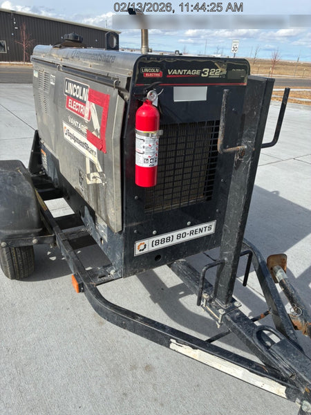2019 Lincoln Electric Vantage 322 Welder Ready-Pak 3, Two wheel trailer, Fender and Light kit, Cable Rack
