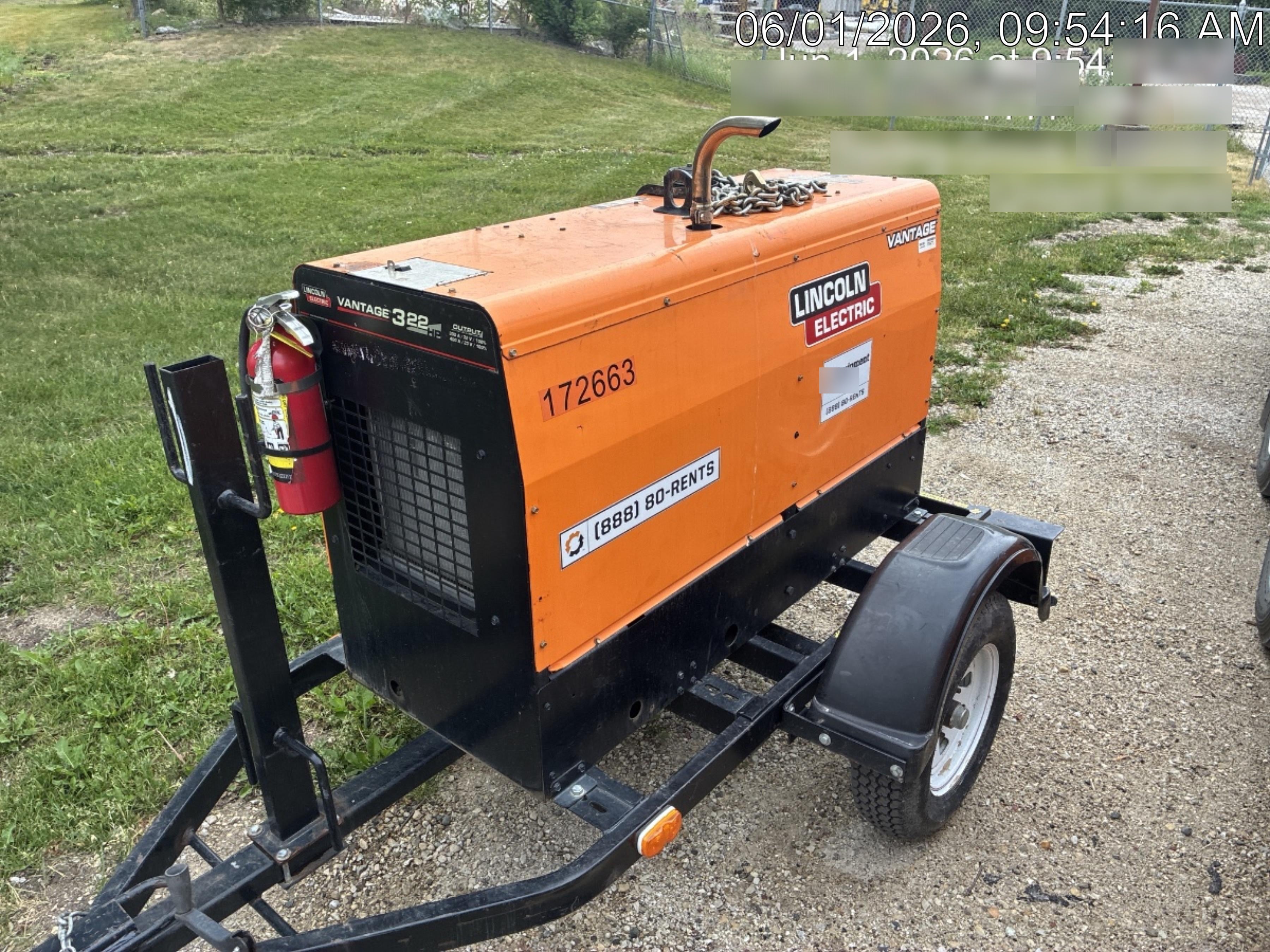 2021 Lincoln Electric Vantage 322 Vantage 322 Ready Pak 3 w/ Decals, ORANGE (includes trailer, cable rack, fender light kit) NO Telematics