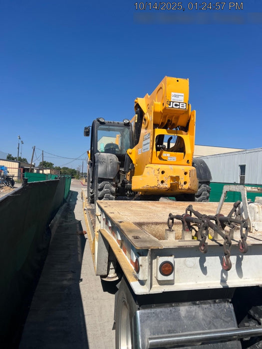 2019 JCB 510-56 Open ROPS, 74 HP, Solid Tires, Worklights, Beacon, Aux Hydraulics, Lifting Eye 66" Carriage/60" Forks