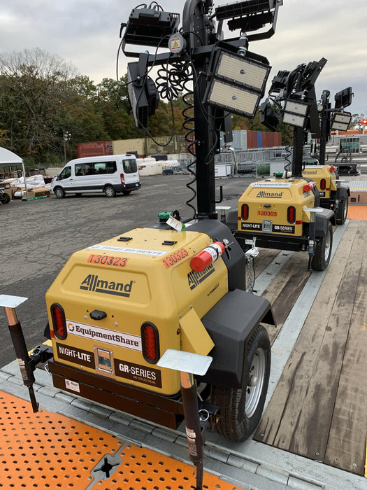 2021 Allmand NLV3GR (4) LED Light Fixture 350W, 23' Vertical Mast, 3kW Prime, Towable, Deep Sea L401, Leveling Jacks, Yanmar T4F 5.8hp