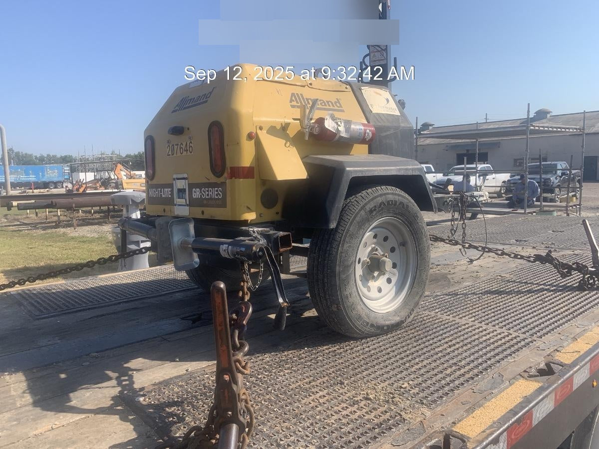 2022 Allmand NLV3GR (4) LED Light Fixture 350W, 23' Vertical Mast, 3kW Prime, Towable, Deep Sea L401, Leveling Jacks, Yanmar T4F 5.8hp