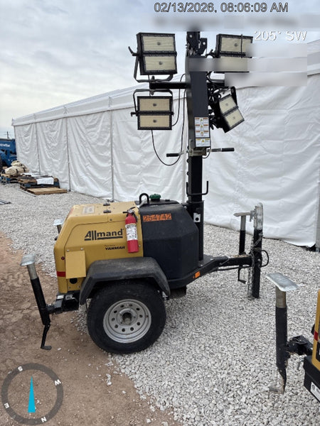 2022 Allmand NLV3GR (4) LED Light Fixture 350W, 23' Vertical Mast, 3kW Prime, Towable, ES Decals, T3
