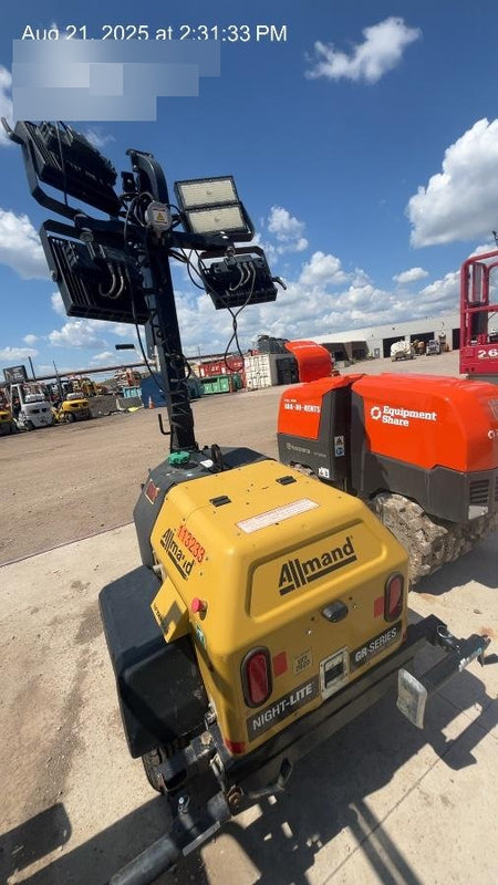 2020 Allmand NLV3GR (4) LED Light Fixture 350W, 23' Vertical Mast, 3kW Prime, Towable, Deep Sea L401, Leveling Jacks, Yanmar T4F 5.8hp