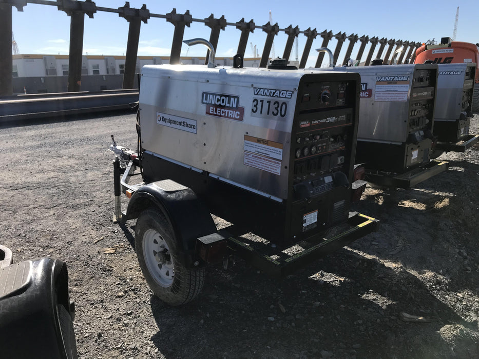 2019 Lincoln Electric Vantage 322 Welder Ready-Pak 3, Two wheel trailer, Fender and Light kit, Cable Rack
