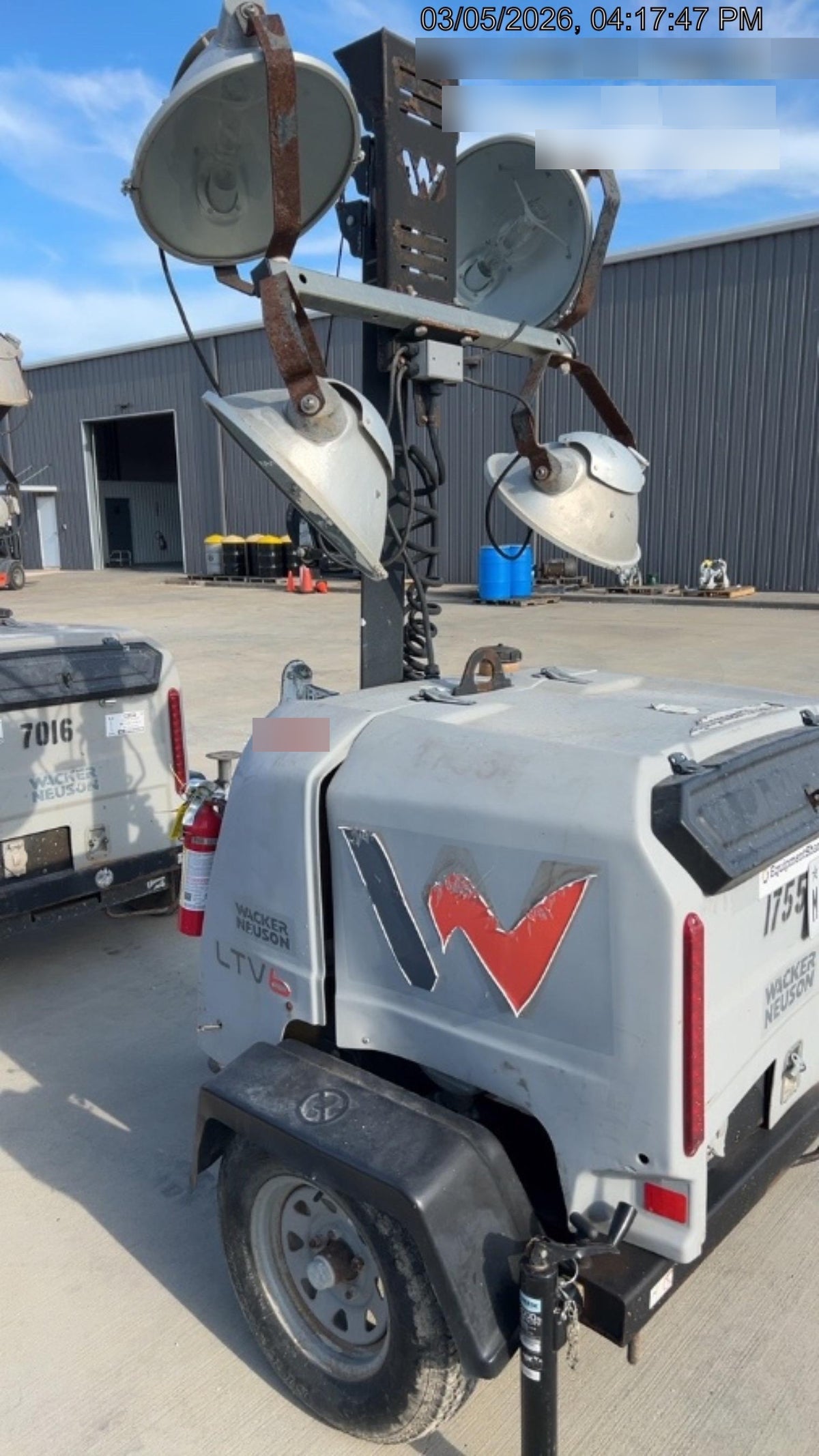 Wacker Neuson LTV6K-MH Wacker Neuson LTV6K Mobile Light Tower w/Fuel Level Sensor Installed