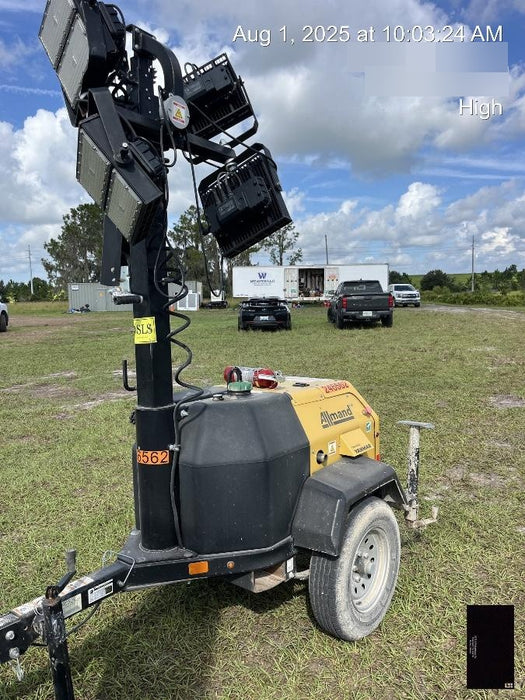 2022 Allmand NLV3GR (4) LED Light Fixture 350W, 23' Vertical Mast, 3kW Prime, Towable