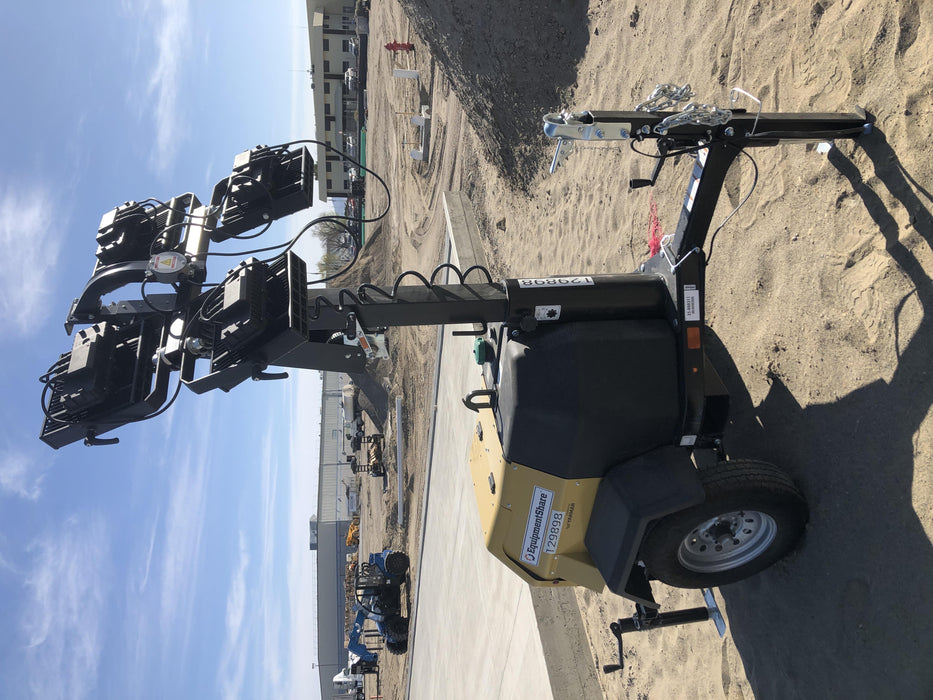 2021 Allmand NLV3GR (4) LED Light Fixture 350W, 23' Vertical Mast, 3kW Prime, Towable, Deep Sea L401, Leveling Jacks, Yanmar T4F 5.8hp