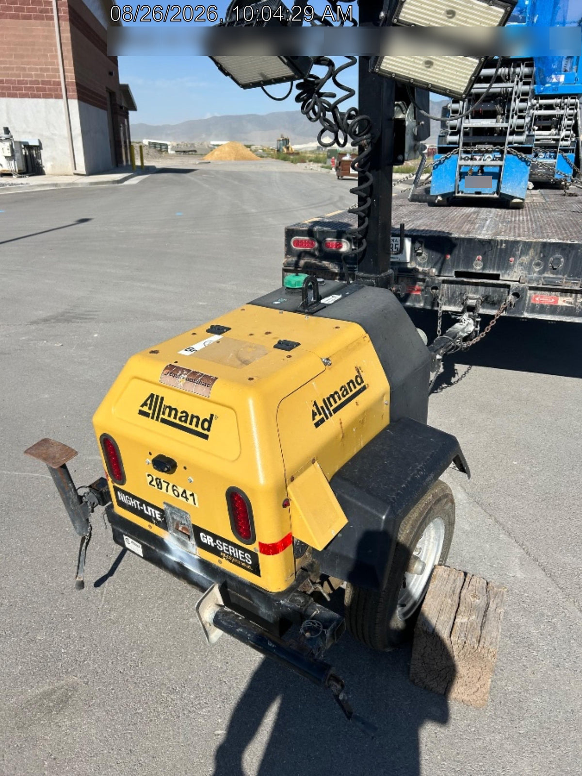 2022 Allmand NLV3GR (4) LED Light Fixture 350W, 23' Vertical Mast, 3kW Prime, Towable, Deep Sea L401, Leveling Jacks, Yanmar T4F 5.8hp
