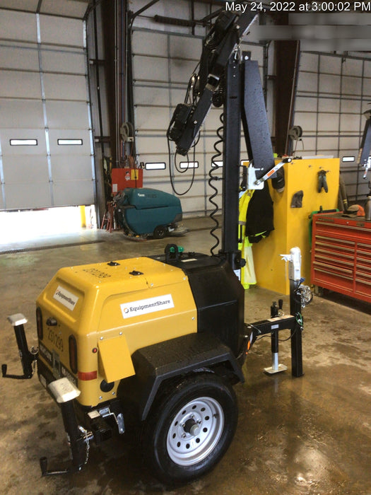 2022 Allmand NLV3GR (4) LED Light Fixture 350W, 23' Vertical Mast, 3kW Prime, Towable, Deep Sea L401, Leveling Jacks, Yanmar T4F 5.8hp