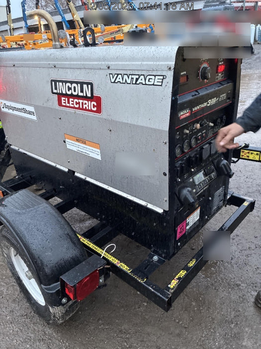 2019 Lincoln Electric Vantage 322 Welder Ready-Pak 3, Two wheel trailer, Fender and Light kit, Cable Rack