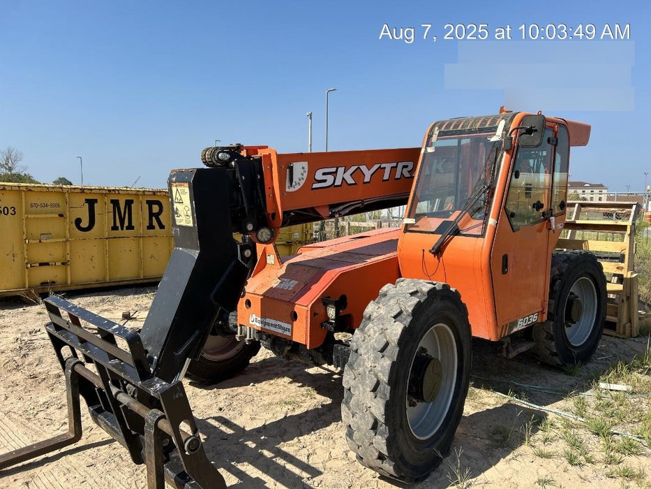 2019 Skytrak 6036 Cab/Heat/Air, Solid Tires, LED Work Lights, Beacon w/50" Carriage, 48" Pallet Forks