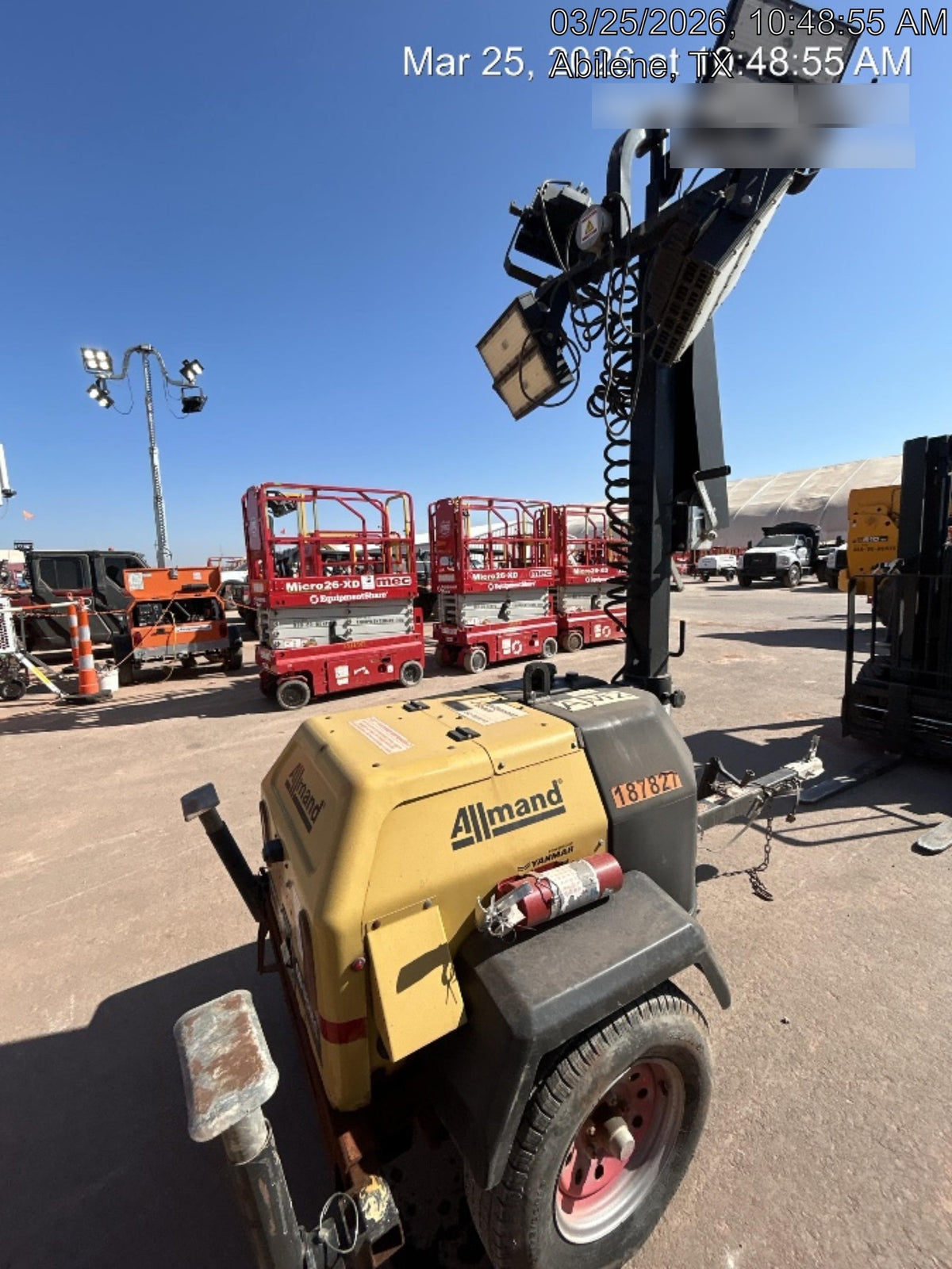 Allmand NLV3GR (4) LED Light Fixture 350W, 23' Vertical Mast, 3kW Prime, Towable, Deep Sea L401, Leveling Jacks, Yanmar T4F 5.8hp