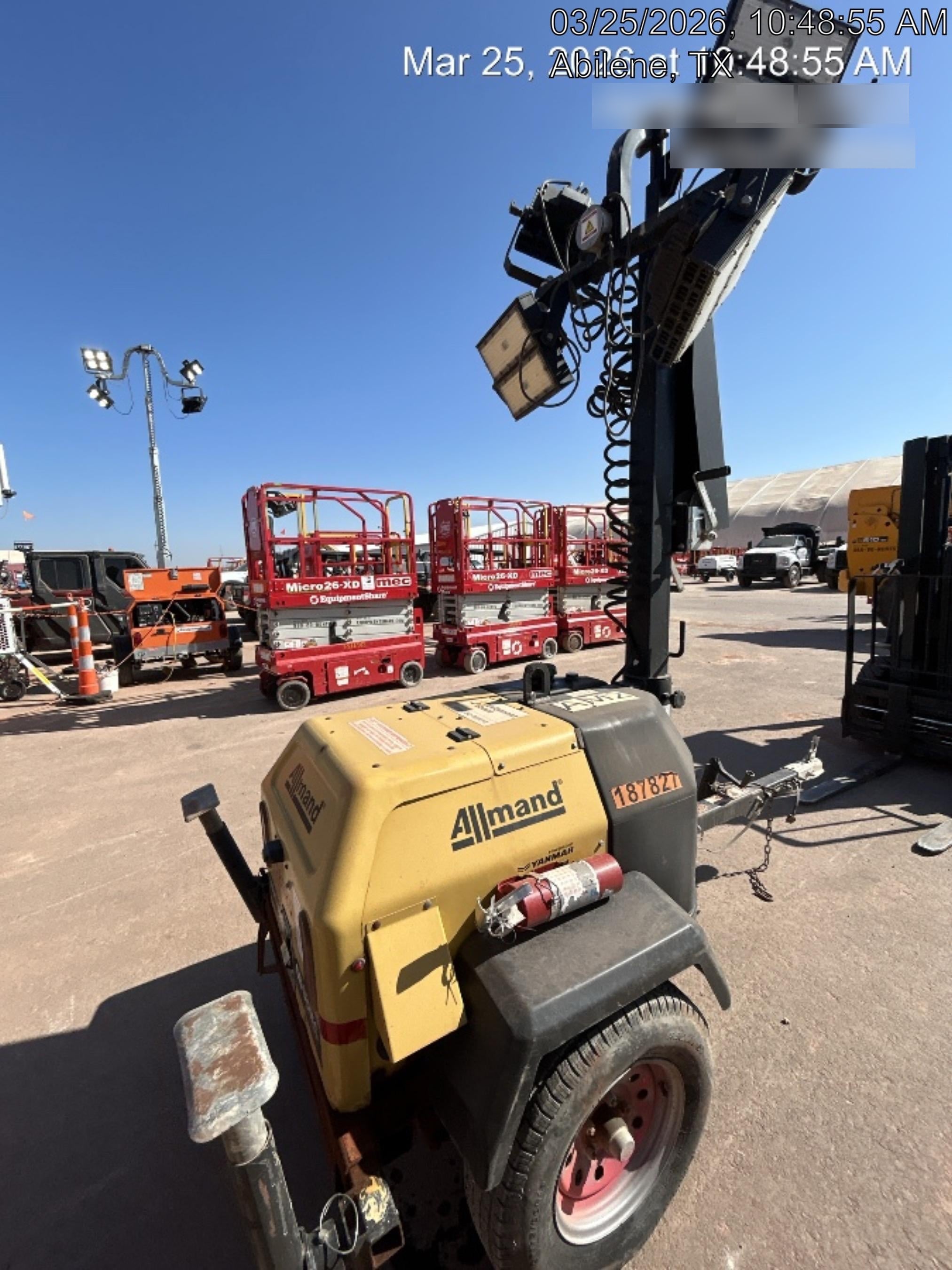 Allmand NLV3GR (4) LED Light Fixture 350W, 23' Vertical Mast, 3kW Prime, Towable, Deep Sea L401, Leveling Jacks, Yanmar T4F 5.8hp