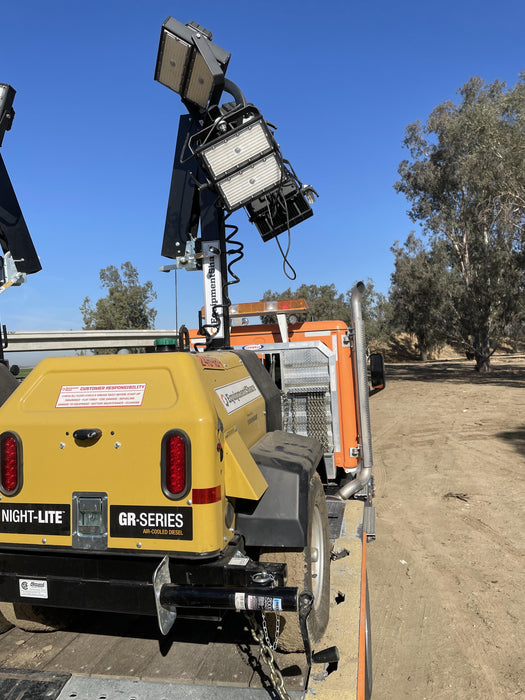 2022 Allmand NLV3GR (4) LED Light Fixture 350W, 23' Vertical Mast, 3kW Prime, Towable, ES Decals, T3