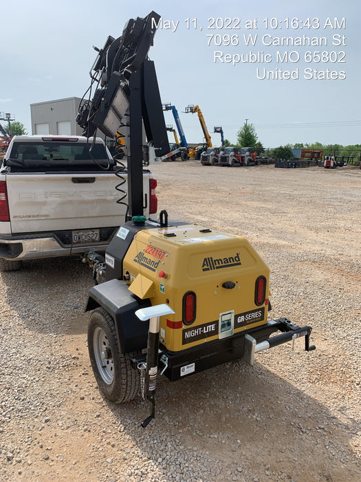 2022 Allmand NLV3GR (4) LED Light Fixture 350W, 23' Vertical Mast, 3kW Prime, Towable, Deep Sea L401, Leveling Jacks, Yanmar T4F 5.8hp