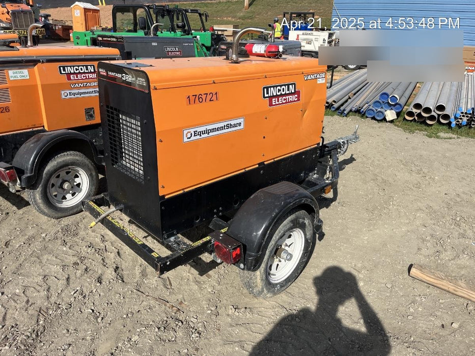 2021 Lincoln Electric Vantage 322 Vantage 322 Ready Pak 3 w/ Decals, ORANGE (includes trailer, cable rack, fender light kit) NO Telematics