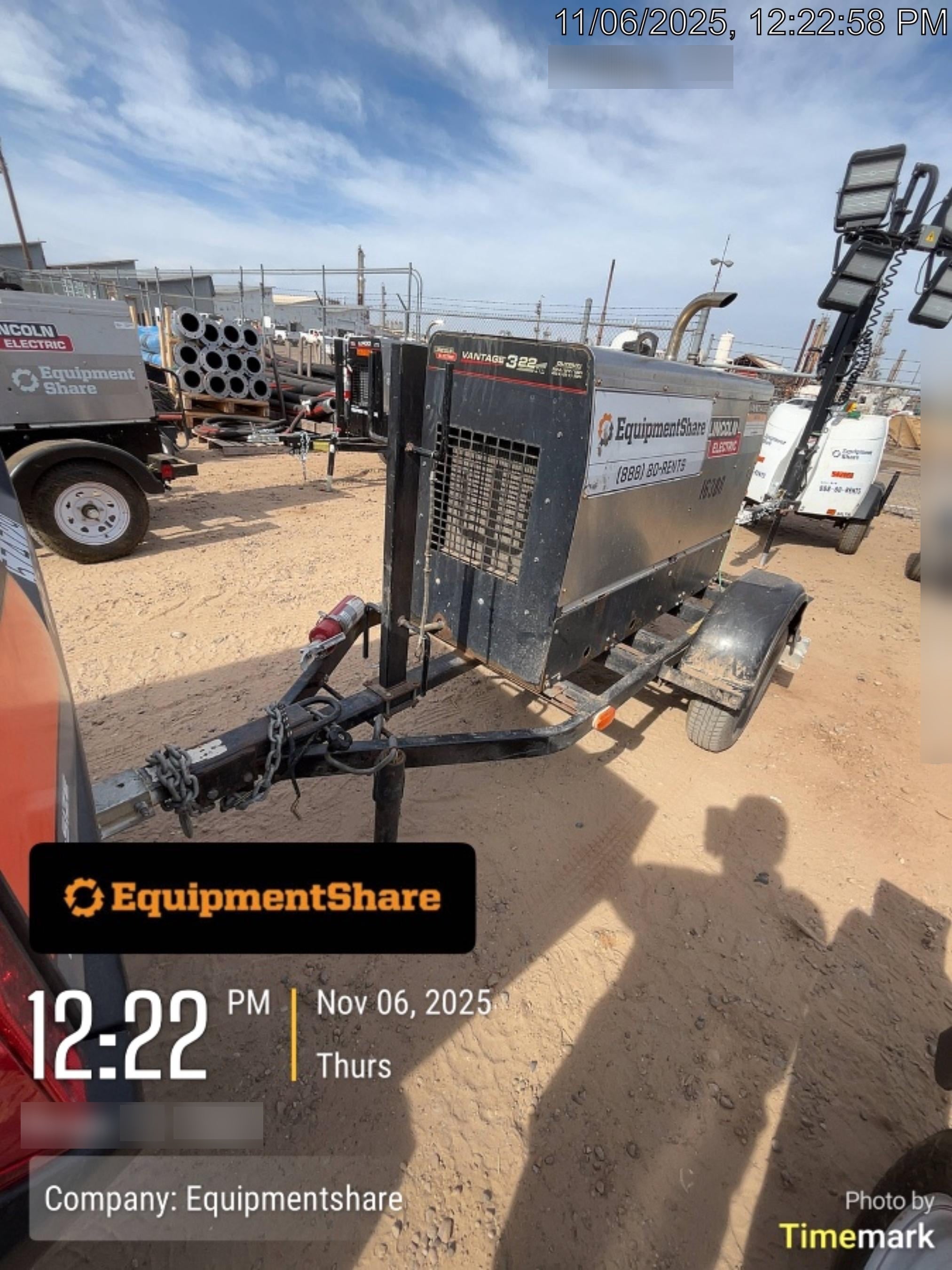 2018 Lincoln Electric Vantage 322 Lincoln Vantage 322 Welder Ready Pak 3 - Vantage 322, Trailer, Fender and light kit, Cable rack