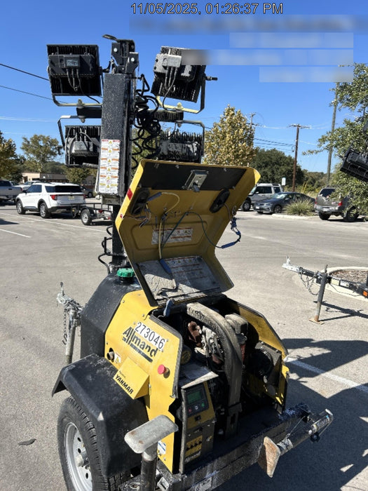 2022 Allmand NLV3GR (4) LED Light Fixture 350W, 23' Vertical Mast, 3kW Prime, Towable, ES Decals, T3