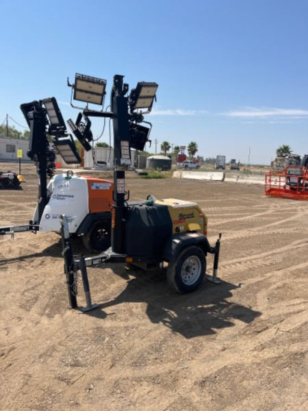 2022 Allmand NLV3GR (4) LED Light Fixture 350W, 23' Vertical Mast, 3kW Prime, Towable, Deep Sea L401, Leveling Jacks, Yanmar T4F 5.8hp