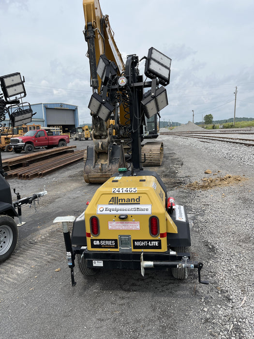 2022 Allmand NLV3GR (4) LED Light Fixture 350W, 23' Vertical Mast, 3kW Prime, Towable, Deep Sea L401, Leveling Jacks, Yanmar T4F 5.8hp