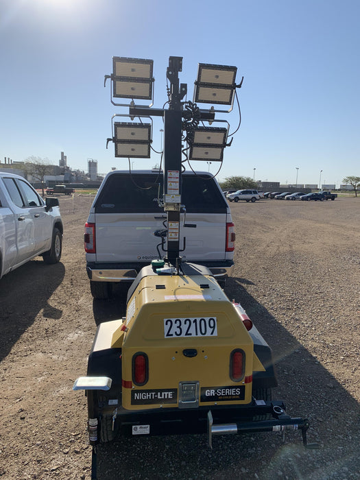 2022 Allmand NLV3GR (4) LED Light Fixture 350W, 23' Vertical Mast, 3kW Prime, Towable, Deep Sea L401, Leveling Jacks, Yanmar T4F 5.8hp