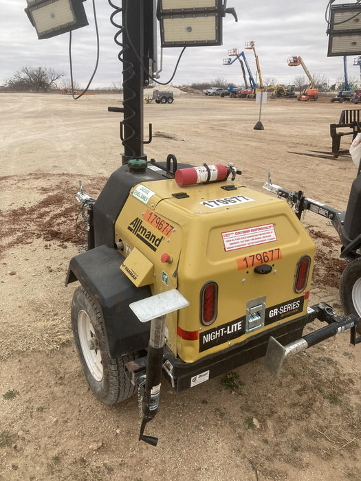 Allmand NLV3GR (4) LED Light Fixture 350W, 23' Vertical Mast, 3kW Prime, Towable, Deep Sea L401, Leveling Jacks, Yanmar T4F 5.8hp