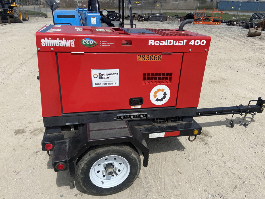 2022 Shindaiwa DGW400MDL Kubota D902 Engine, 23 HP, Dual Op Welder, Wire, Arc, Droop Stick, Tig, and CC Stick Functionality, Simulphase, 3 Phase and 1 Phase Gen Output, Single Axle NB Trlr, Slr Trckl Chrg 12V 12W, Fire Ext