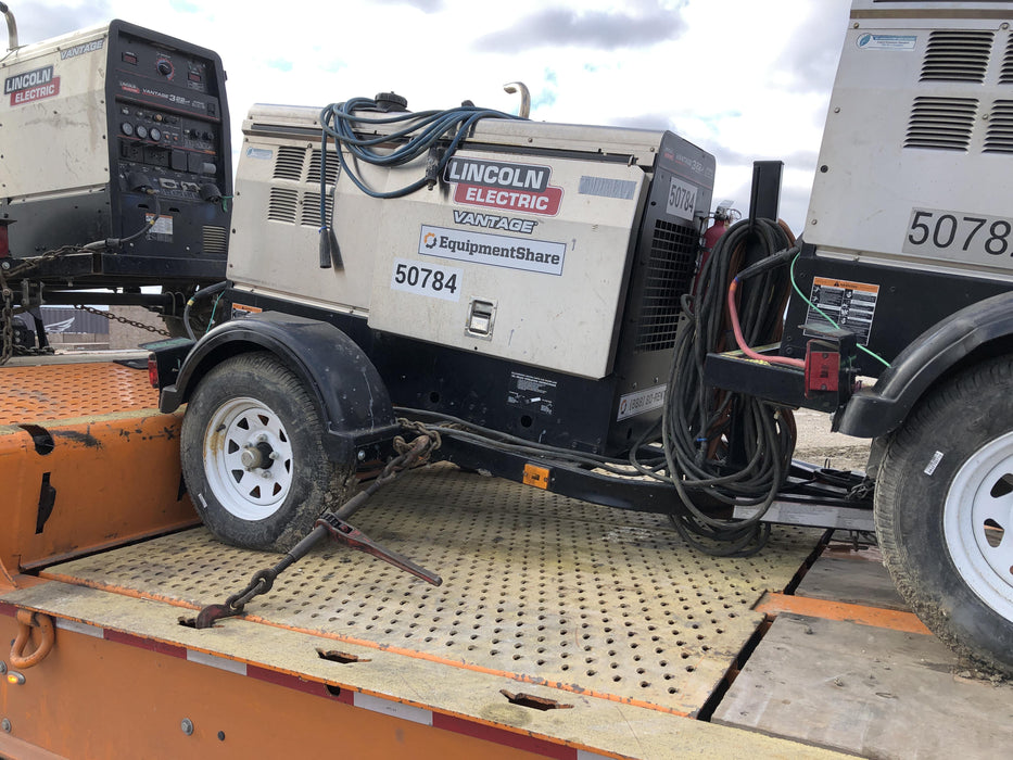 2019 Lincoln Electric Vantage 322 Welder Ready-Pak 3, Two wheel trailer, Fender and Light kit, Cable Rack