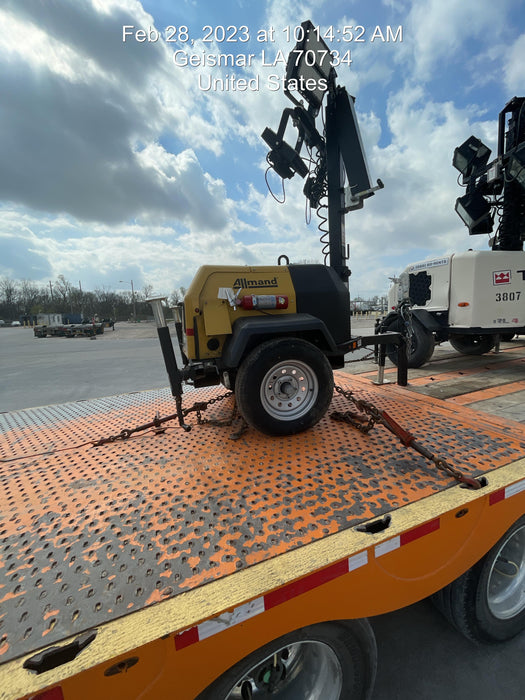 2022 Allmand NLV3GR (4) LED Light Fixture 350W, 23' Vertical Mast, 3kW Prime, Towable, Deep Sea L401, Leveling Jacks, Yanmar T4F 5.8hp