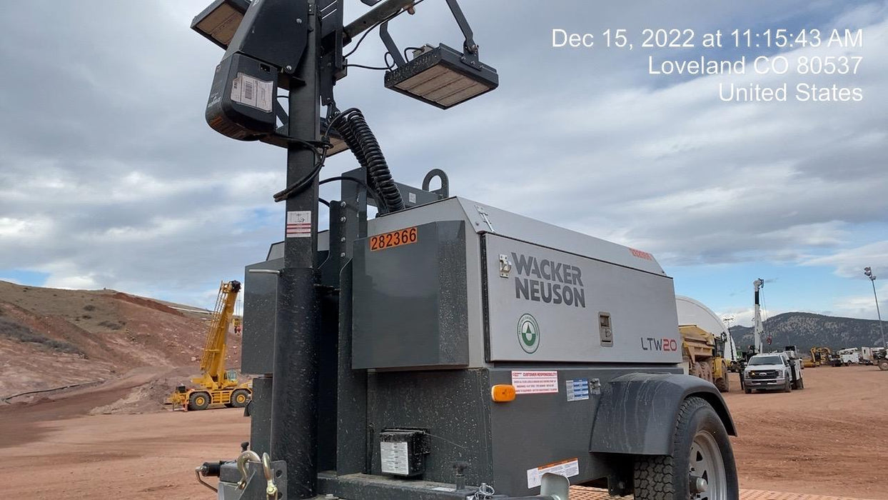 2022 Wacker Neuson LTW20Z1 Isuzu Dsl. Engine, 23' Mast, (4) 300W LED Lights, CWK, Programmable Dawn to Dusk, 360 Deg. Rotation, 57 Gal. Tank, Trailer Mounted