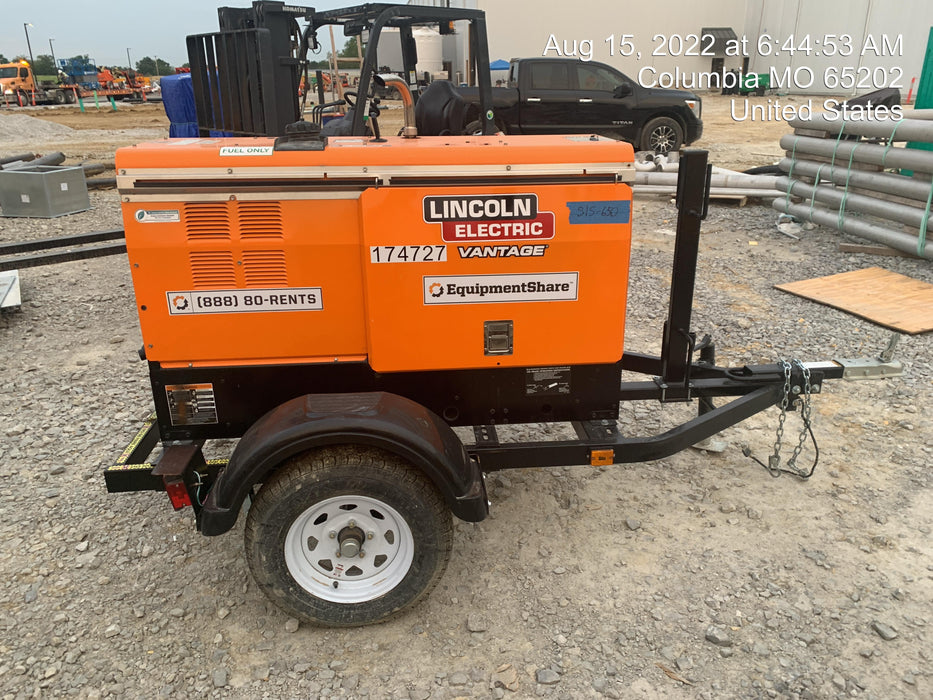 2021 Lincoln Electric Vantage 322 Vantage 322 Ready Pak 3 w/ Decals, ORANGE (includes trailer, cable rack, fender light kit) NO Telematics