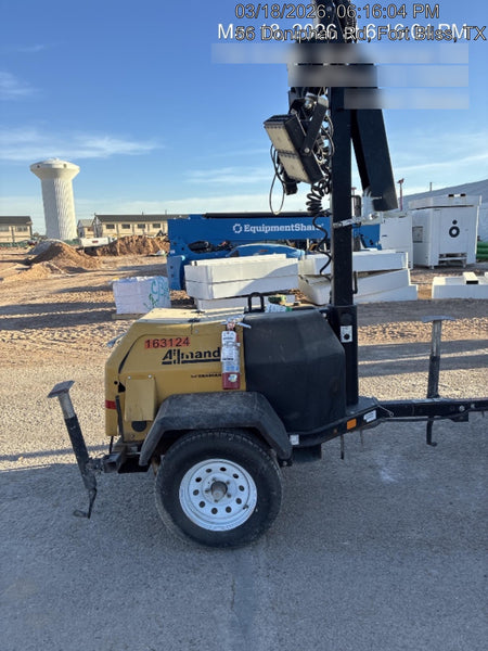 2021 Allmand NLV3GR (4) LED Light Fixture 350W, 23' Vertical Mast, 3kW Prime, Towable, Deep Sea L401, Leveling Jacks, Yanmar T4F 5.8hp