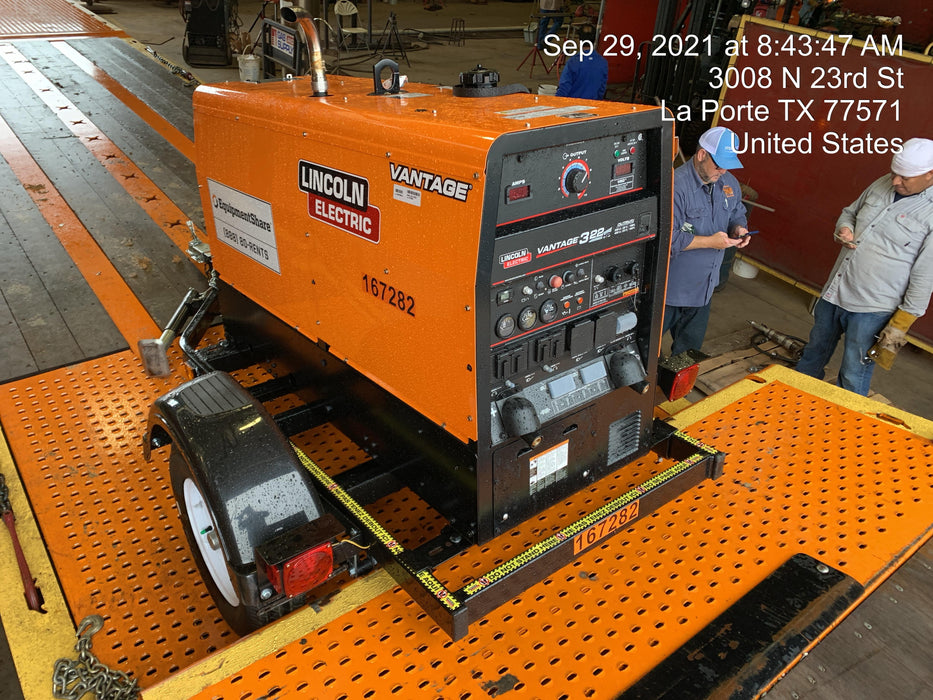 2021 Lincoln Electric Vantage 322 Vantage 322 Ready Pak 3 w/ Decals, ORANGE (includes trailer, cable rack, fender light kit) NO Telematics