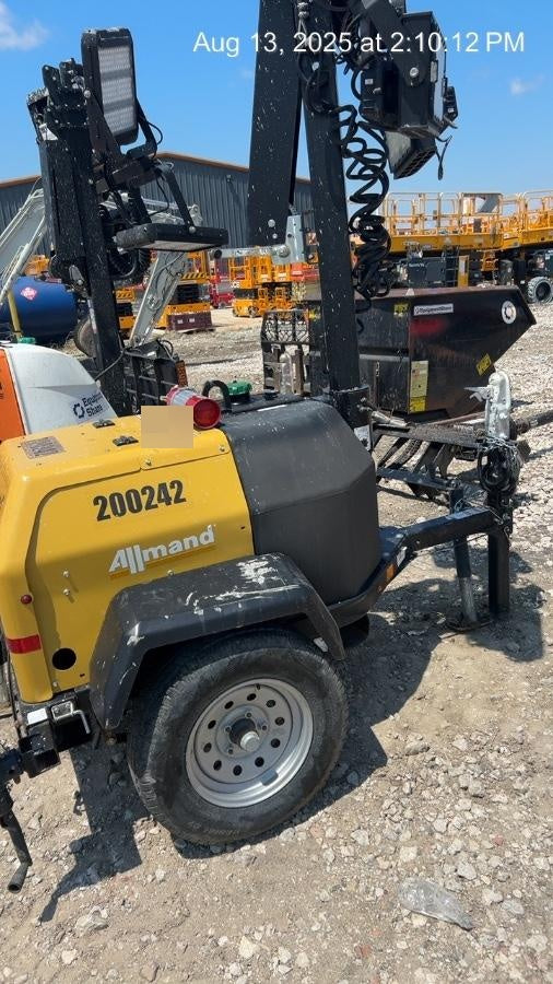 2022 Allmand NLV3GR (4) LED Light Fixture 350W, 23' Vertical Mast, 3kW Prime, Towable, Deep Sea L401, Leveling Jacks, Yanmar T4F 5.8hp