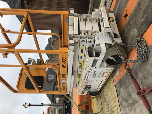 Custom Equipment HB-1430 Hy-Brid Scissor Lift
Platform capacity up to 670 lbs
Working height up to 20 ft
Weighs under 1,700 lbs
Non-marking wheels